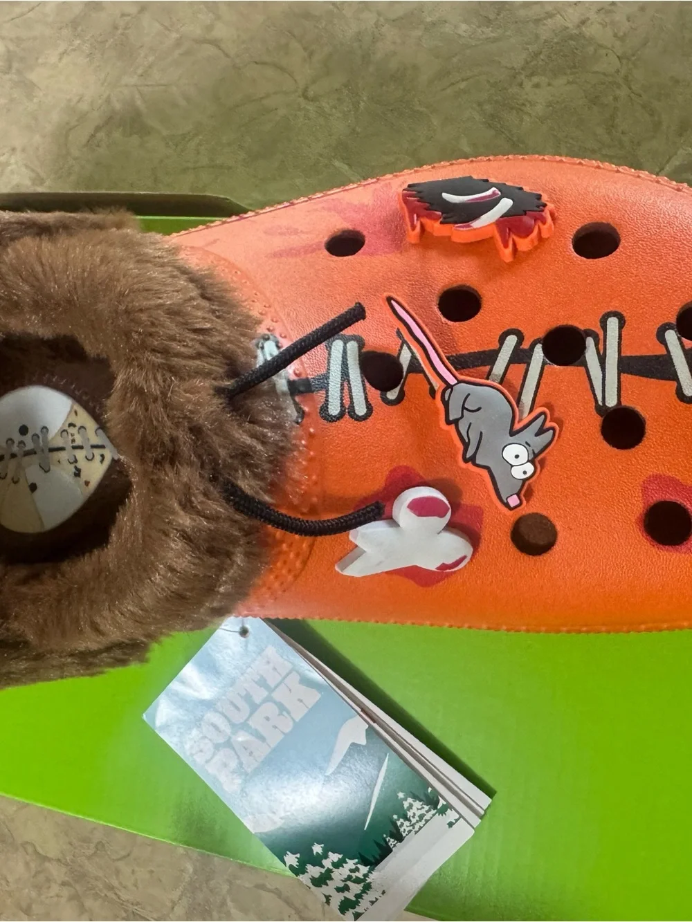 South Park CROCS Kids Orange Faux-Fur Lined Clog with Brown Lining